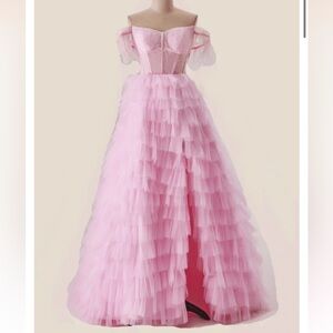 OhMolly Pink tulle bustier prom dress